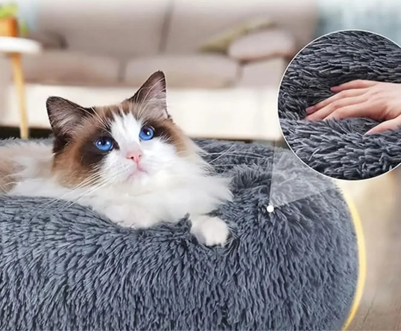 Donut-Shaped Plush Pet Bed